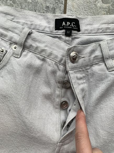 APC Rue Madame Paris Jeans Light Grey Off white W32 Button Up Fly - Picture 2 of 5